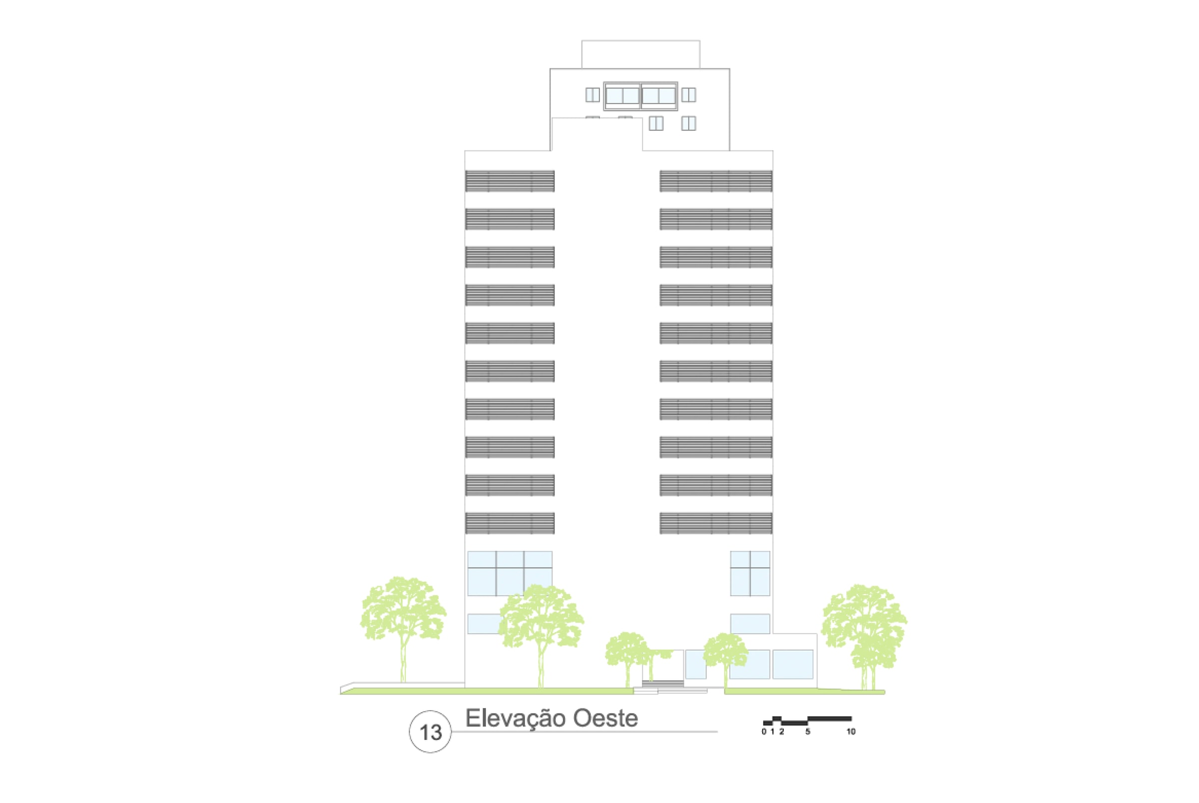 Elevação oeste — Multifuncional Eixo Oratório