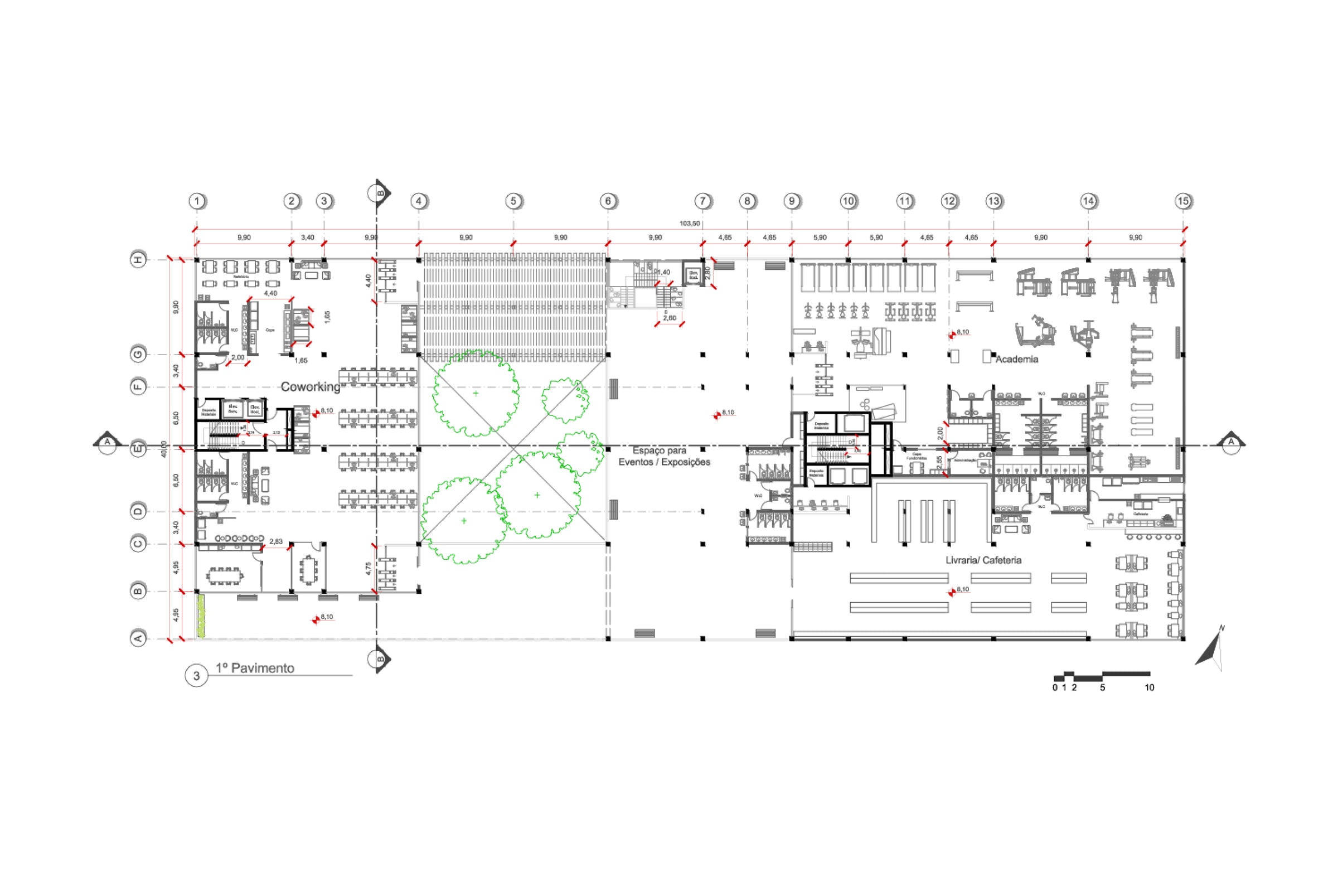 Planta do primeiro pavimento — Multifuncional Eixo Oratório